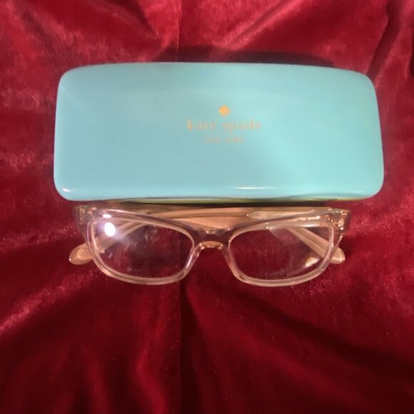 Kate Spade Elora Mauve Pink On Striped Temples 135 Eyeglasses New With Case - Picture 3 of 7